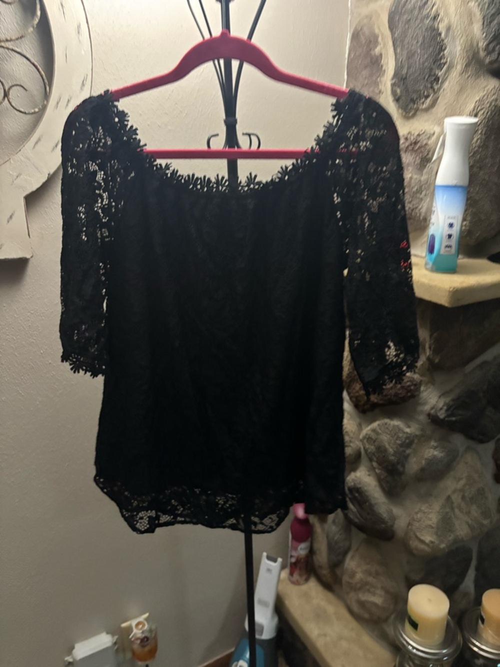 Black Lace Off-Shoulder Women's Top
